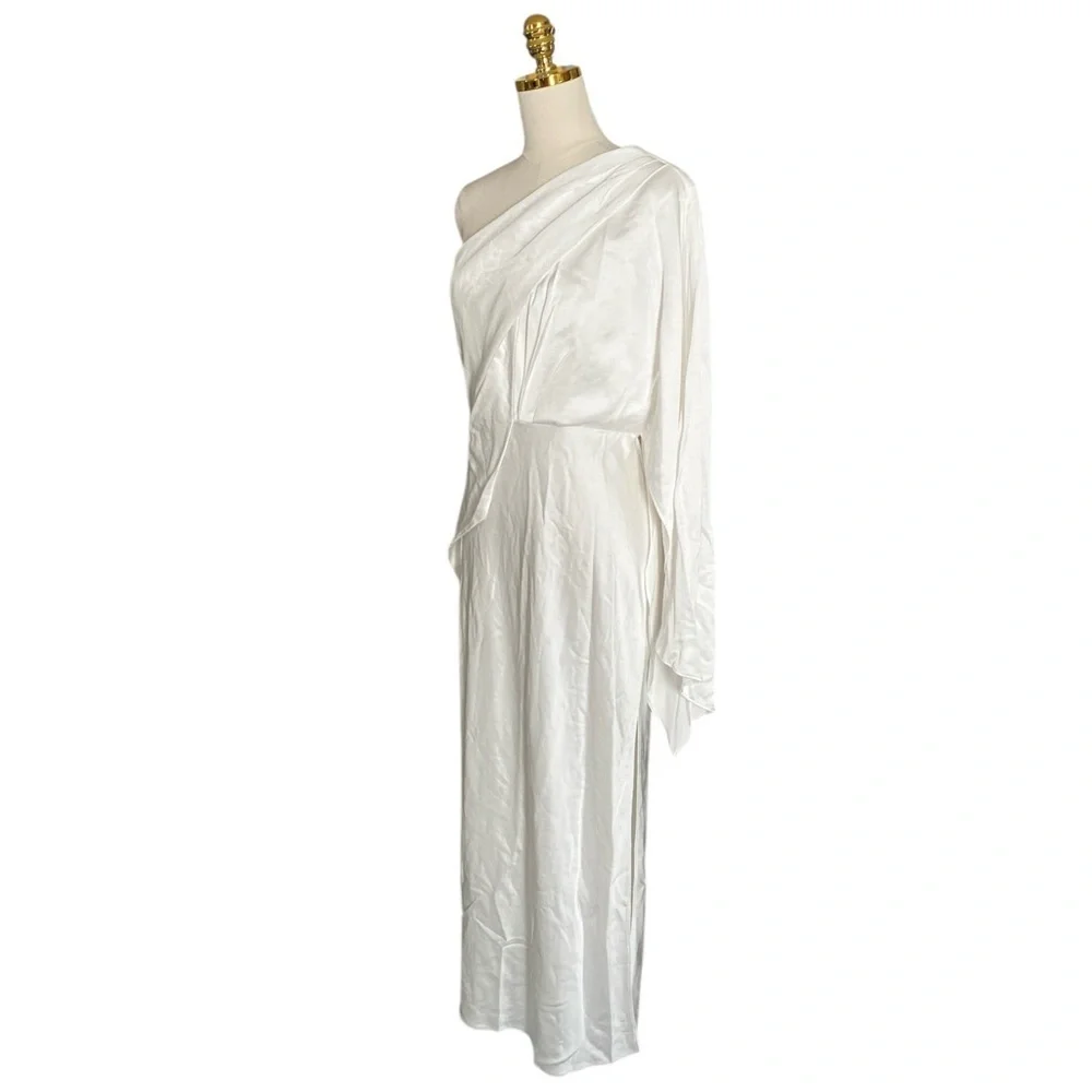 Significant Other Kelsie One-shoulder Cape Ivory Satin Prom Gown Women’s Size 8 - Picture 6 of 10